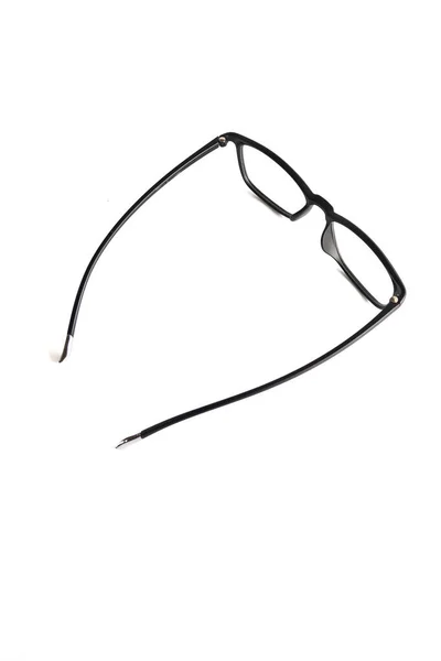 Doff Óculos Quadrados Pretos Backgroun Branco Isolado — Fotografia de Stock