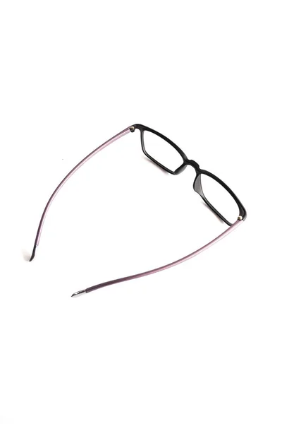 Combinação Cor Preta Óculos Quadrados Roxos Backgroun Branco Isolado — Fotografia de Stock
