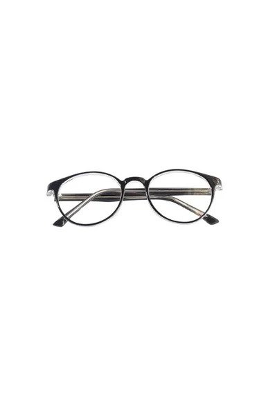 Izolační Brýle Bílém Pozadí Černé Kulaté Brýle Rámy Fotografii Zepředu Royalty Free Stock Obrázky