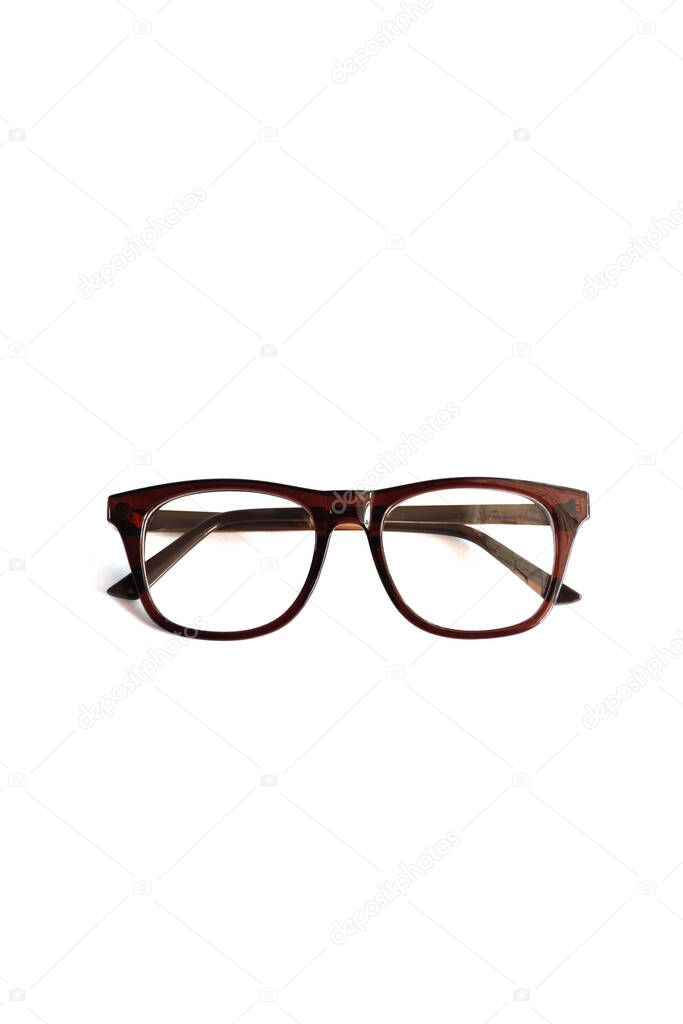 brown square glasses. isolation glasses on white backgroun