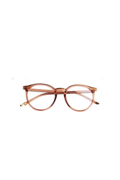 Transparent Brown Glasses White Backgroun — Stock Photo, Image