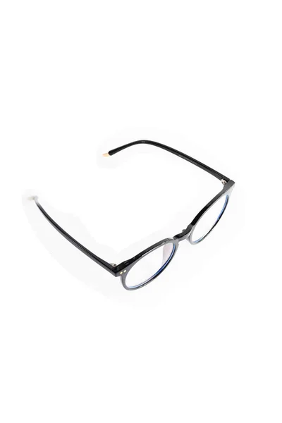 Preto Redondo Forma Óculos Backgroun Branco — Fotografia de Stock