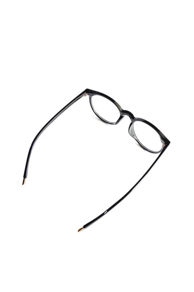 Schwarzschwarze Runde Brille Auf Weißem Hintergrund — Stockfoto