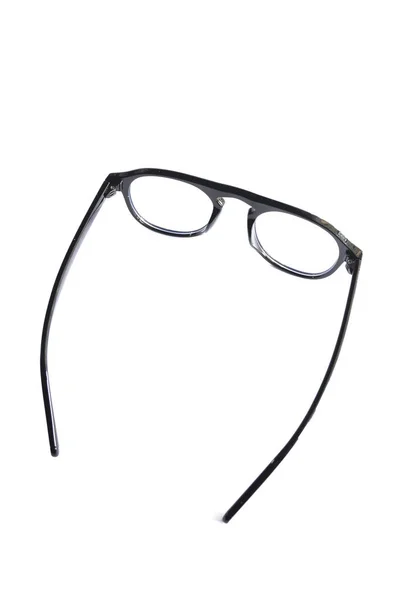 黑色椭圆形眼镜 白色背景隔离 — 图库照片