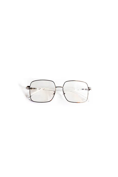 Gümüş Demir Kutu Gözlüğü Beyaz Arkaplanda Izole Stok Fotoğraf