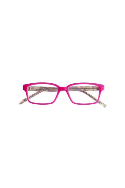 Lunette Carrée Rose Sur Photo Isolée Sur Fond Blanc — Photo