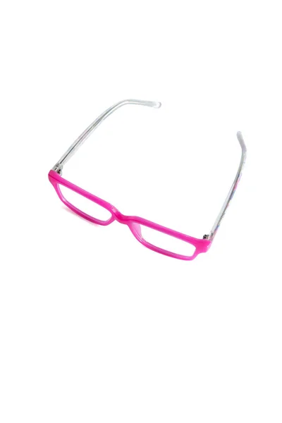 Roze Vierkante Bril Frame Zijaanzicht Geïsoleerd Witte Achtergrond — Stockfoto