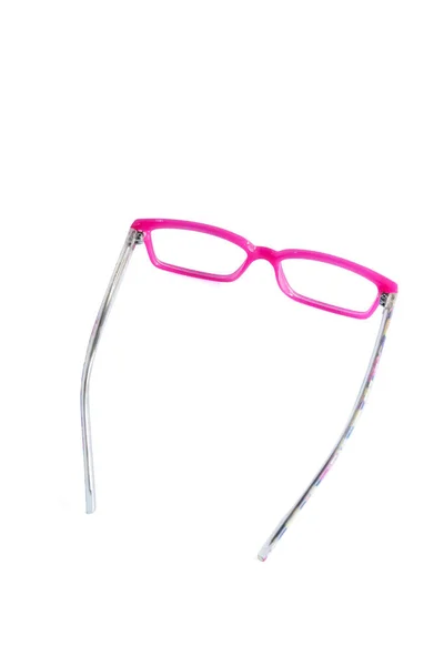 Roze Vierkante Bril Frame Zijaanzicht Geïsoleerd Witte Achtergrond — Stockfoto