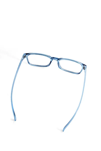 Óculos Quadrados Azuis Isolados Fundo Branco Caixa Fibra Vidro Glasse — Fotografia de Stock