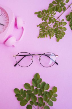 Pastel arka planda şık gözlükler. Pembe Pastel Renk Kağıdı