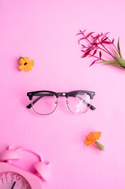 Pastel arka planda şık gözlükler. Pembe Pastel Renk Kağıdı