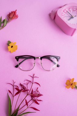 Pastel arka planda şık gözlükler. Pembe Pastel Renk Kağıdı