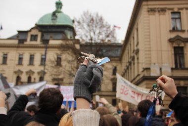 Demonstration in Prague, Czech Republic.