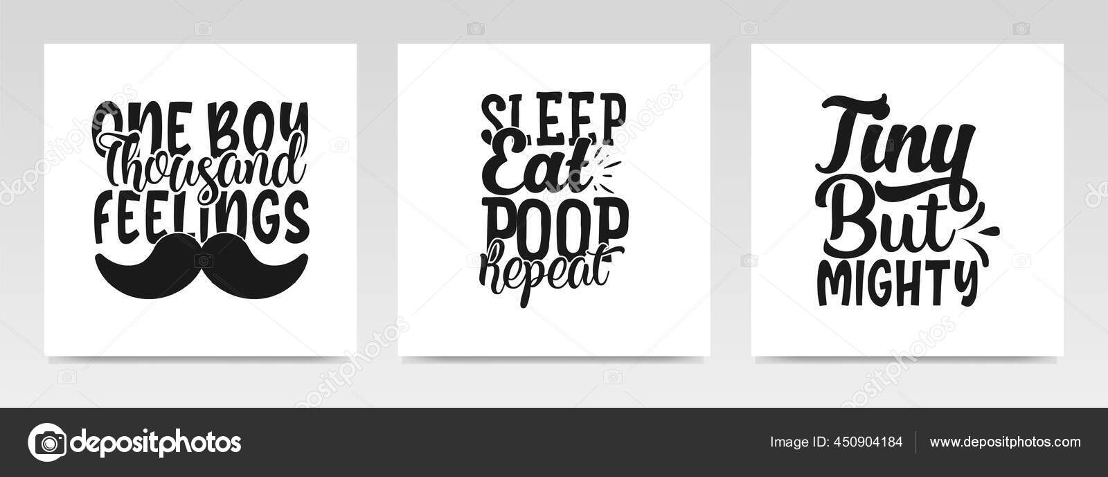 Cute Baby Quotes Letter Typography Set Illustration Graphic Design