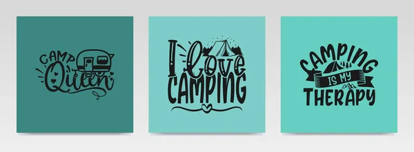 Camping Citeert Letter Typografie Set Illustratie Grafische Vormgeving — Stockvector