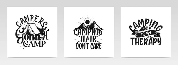 Camping Citeert Letter Typografie Set Illustratie Grafische Vormgeving — Stockvector