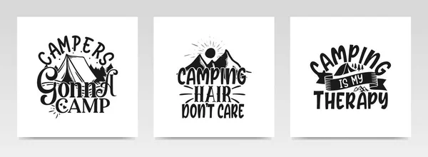 Camping Cita Letra Tipografía Conjunto Ilustración Elemento Diseño Gráfico — Archivo Imágenes Vectoriales