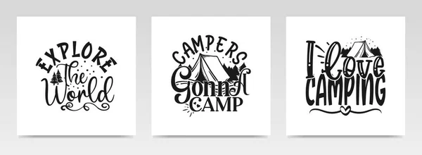 Camping Citeert Letter Typografie Set Illustratie Grafische Vormgeving — Stockvector