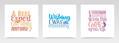 Balıkçılık alıntıları harf tipografisi çizimi. Grafik tasarım ögesi.
