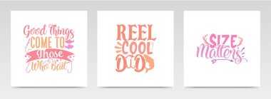 Balıkçılık alıntıları harf tipografisi çizimi. Grafik tasarım ögesi.