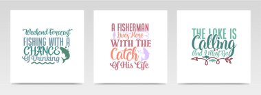 Balıkçılık alıntıları harf tipografisi çizimi. Grafik tasarım ögesi.