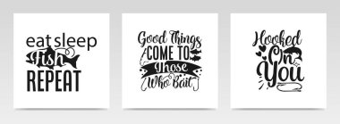 Balıkçılık alıntıları harf tipografisi çizimi. Grafik tasarım ögesi.