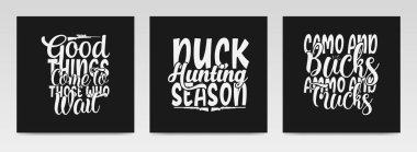 Avcılık alıntıları harf tipografisi çizimi. Grafik tasarım ögesi.