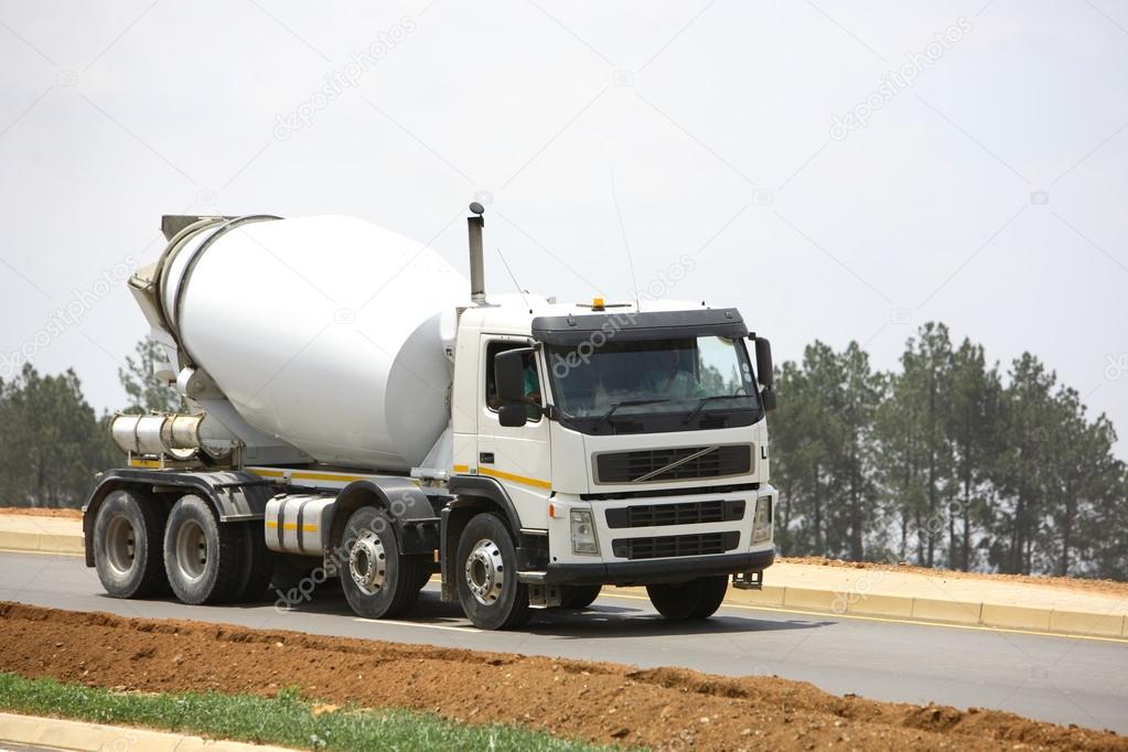 White concrete mixer