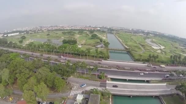 Szingapúr East Coast Park légifelvételek — Stock videók