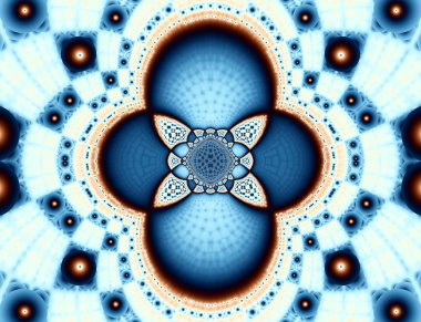 Geometrik simetrik mavi fraktal arka plan