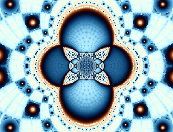 Geometrisch symmetrische Blauwe fractal achtergrond — Stockfoto