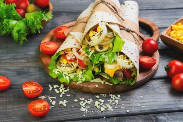 Sandwiches twisted roll Tortilla — Stock Image Sandwiches twisted roll Tortilla Royalty Free Stock Images