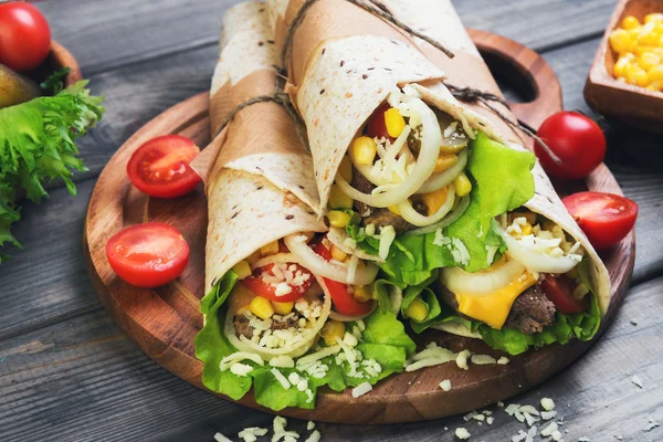 Sandwiches twisted roll Tortilla — Stock Image Sandwiches twisted roll Tortilla Royalty Free Stock Images