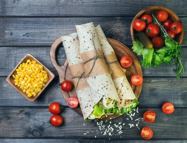 Sandwiches twisted roll Tortilla — Stock Photo, Image