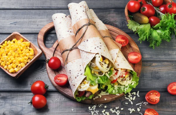 Sandwiches twisted roll Tortilla — Stock Image Sandwiches twisted roll Tortilla Royalty Free Stock Images
