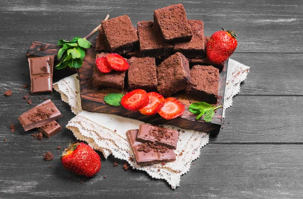 Bolo de chocolate brownie — Fotografia de Stock