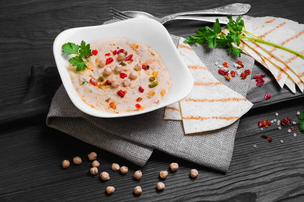 Hummus comida foto — Fotografia de Stock