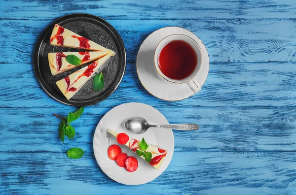 Tarta Tarta de queso fresa — Foto de Stock