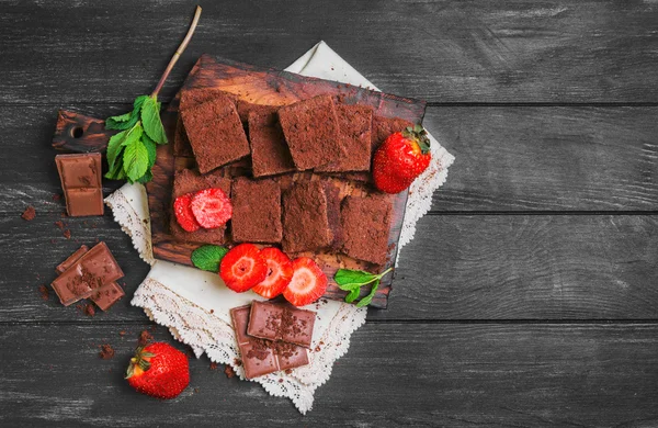 Bolo de chocolate brownie — Fotografia de Stock