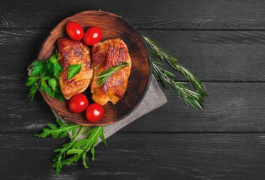 Two fried steak pork chops