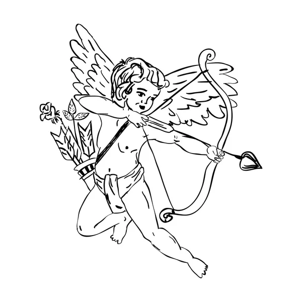 Cupido voador com uma seta — Vetor de Stock