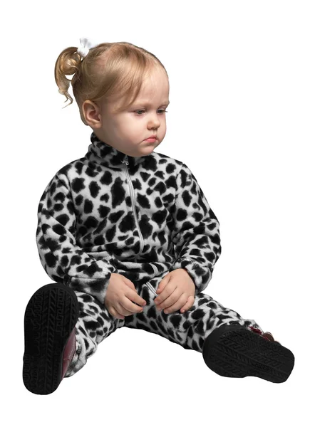 Little girl dressed as a Dalmatian — Stock Photo, Image