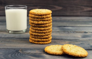 On the rustic wooden table is breakfast