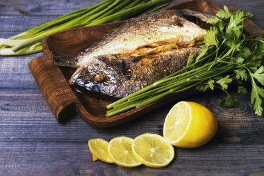 On a wooden table plate