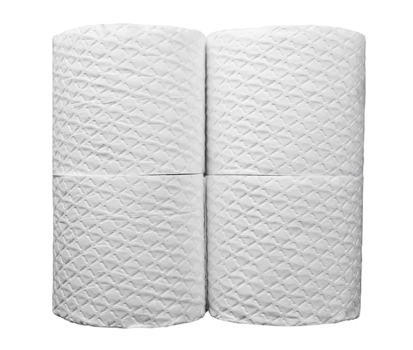 Many white embossed rolls of toilet paper — Zdjęcie stockowe