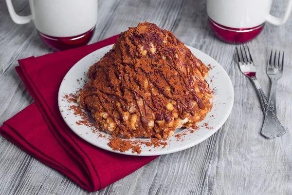 sand cake in the form of slides with cocoa