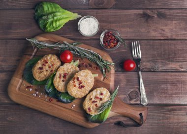 On a brown background wooden