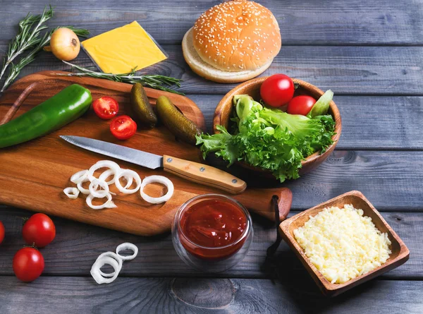 Ingredients for cheeseburgers — Stock Image Ingredients for cheeseburgers Stock Image