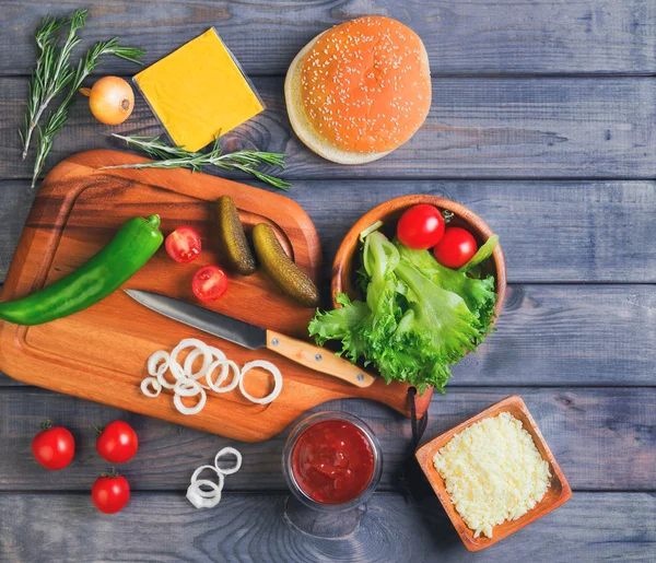 Ingredients for cheeseburgers — Stock Image Ingredients for cheeseburgers Stock Image