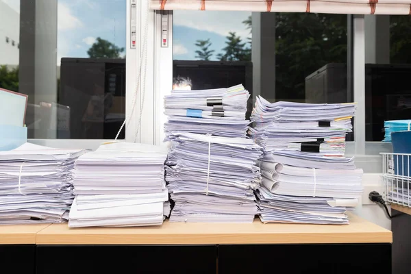 Close Business Documents Stack Desk Report Papers Stack — Stock Photo, Image